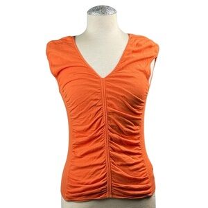 Michael Kors Fitted Orange Ruched Tank‎ Top